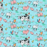 Fabric Traditions Light Blue Animals Cotton Fabric