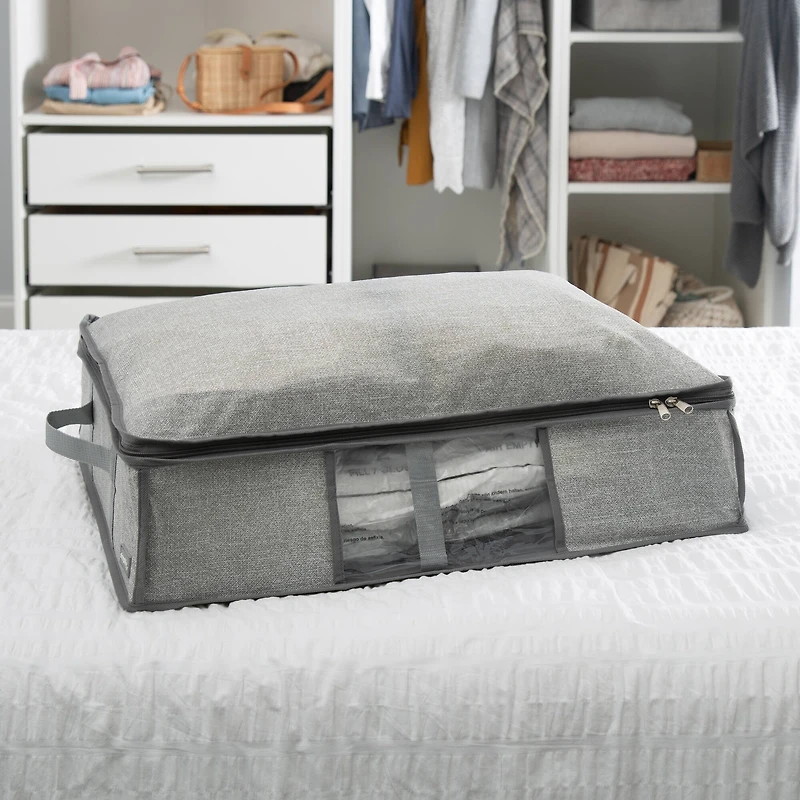Simplify Heather Gray 2-in-1 Under The Bed Vacuum Storage Bag & Tote