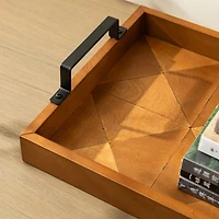Glitzhome® Rectangle Wood Geometric Trays Set