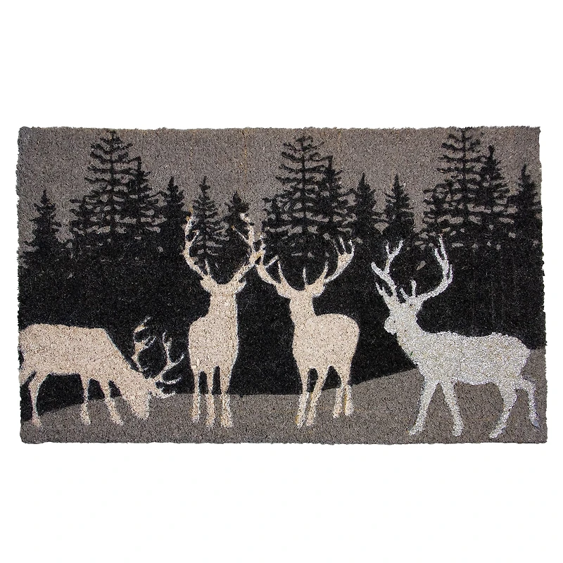 Natural Coir Forest Reindeer Christmas Doormat