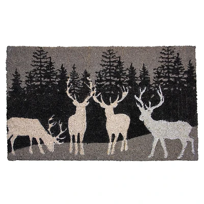 Natural Coir Forest Reindeer Christmas Doormat