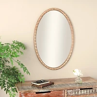 37" Brown Bohemian Framed Oval Wall Mirror