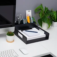 Mind Reader Black Plastic Utensil, Napkin & Plate Serving Tray