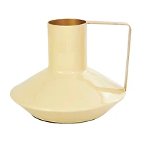 CosmoLiving by Cosmopolitan Yellow Metal Abstract Enameled Vase with Gold Handle Set