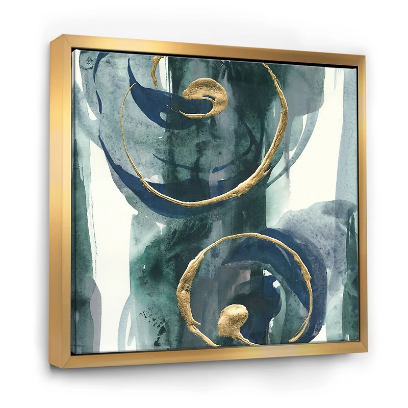 Designart - Mettalic Indigo and Gold II - Posh & Luxe Framed Canvas