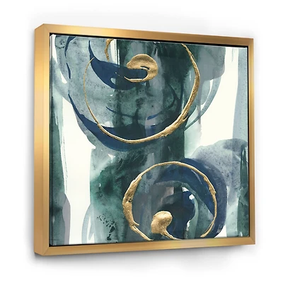 Designart - Mettalic Indigo and Gold II - Posh & Luxe Framed Canvas