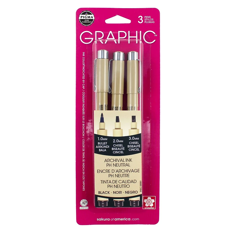 Pigma® Graphic™ Black 3 Pen Set