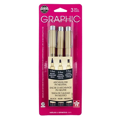Pigma® Graphic™ Black 3 Pen Set