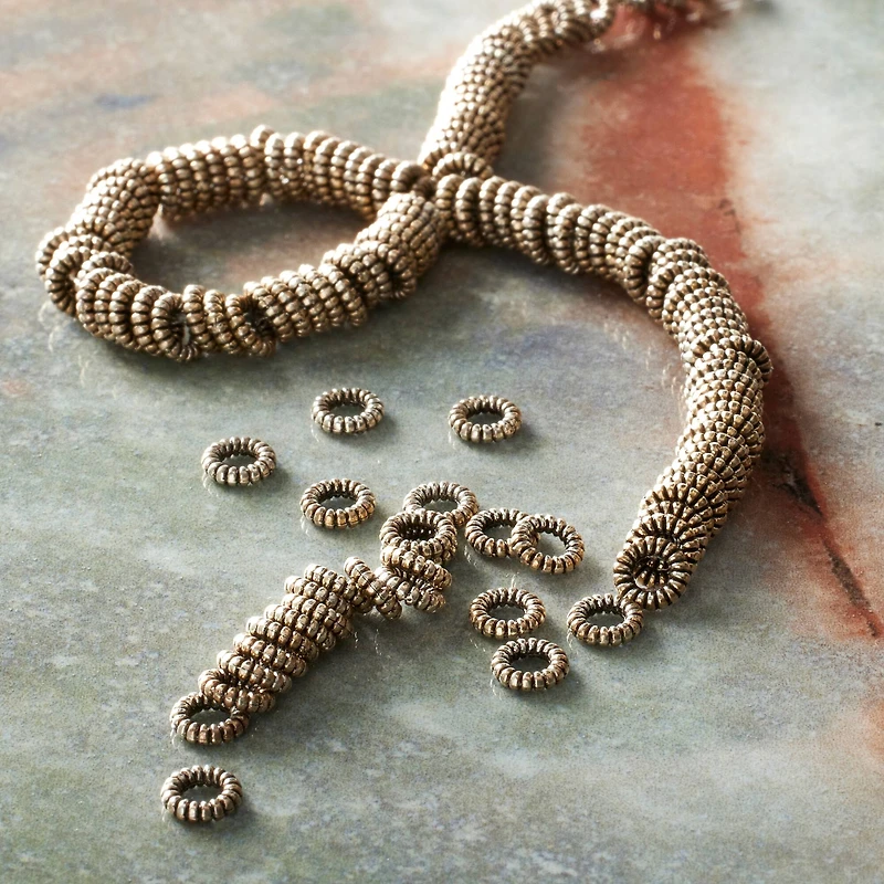 Silver Metal Thin Rondelle Beads, 4mm by Bead Landing™