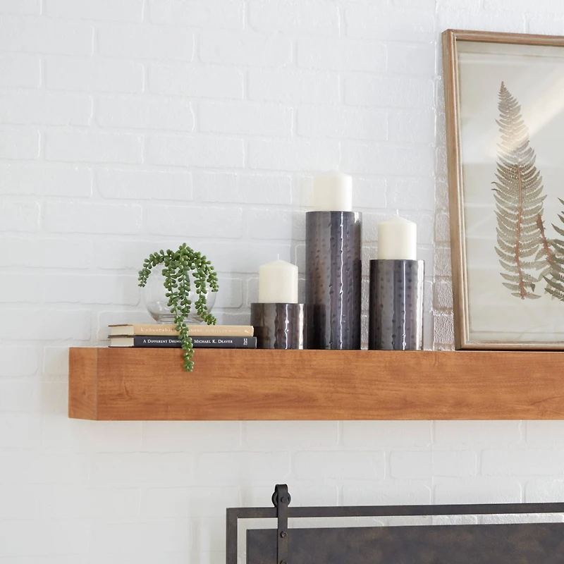 Brown Metal Industrial Candle Holder Set