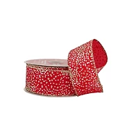 1.5" x 30ft. Red & Gold Dots Wired Ribbon by Celebrate It®