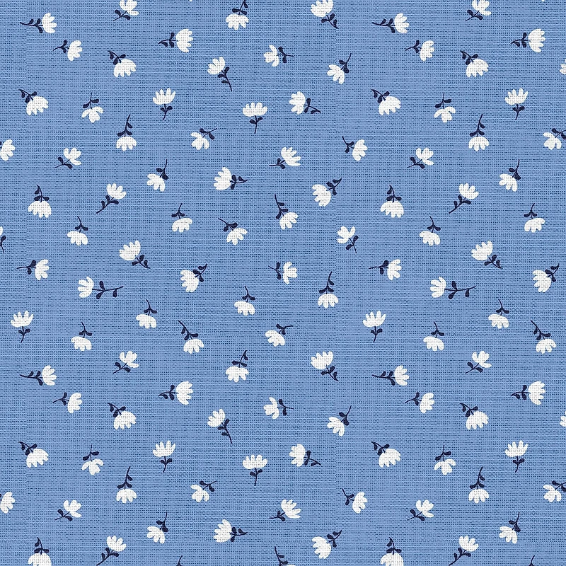 Fabric Editions Blue Carolina Flower Cotton Fabric