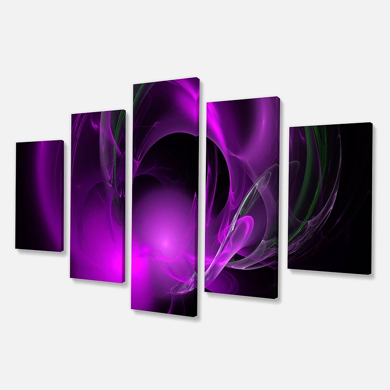 Designart - Purple Fractal Galactic Nebula - Contemporary Wall Art Canvas