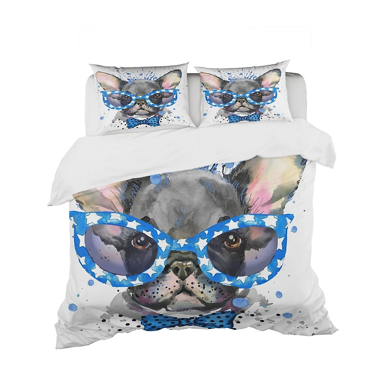 Designart 'Cute French Bulldog with Glasses