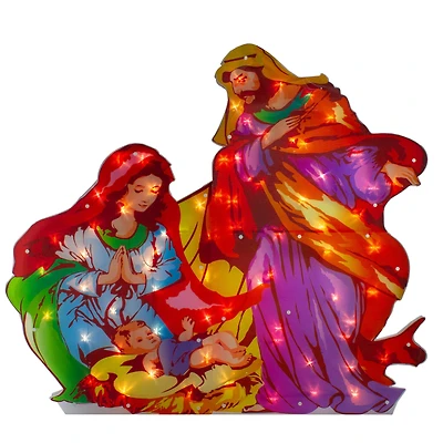 38" Lighted Holy Family Nativity Scene Christmas Outdoor Decoration