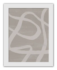 Modern Beige Lines 12" x 16" White Framed Print Under Plexiglass - Set of 2