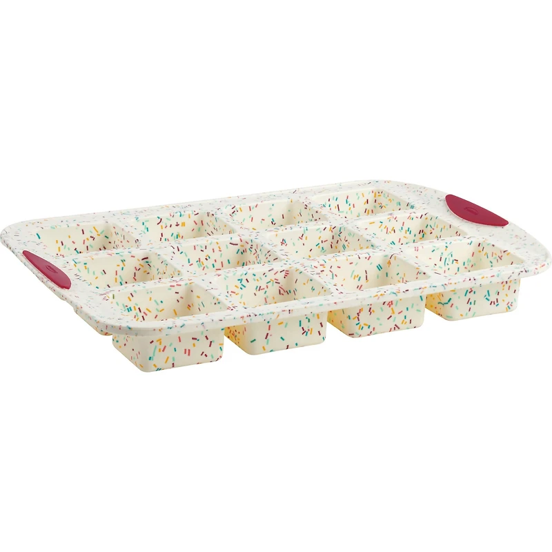 Trudeau® Structure Silicone™ 12-Cavity Confetti Fuchsia Brownie Pan