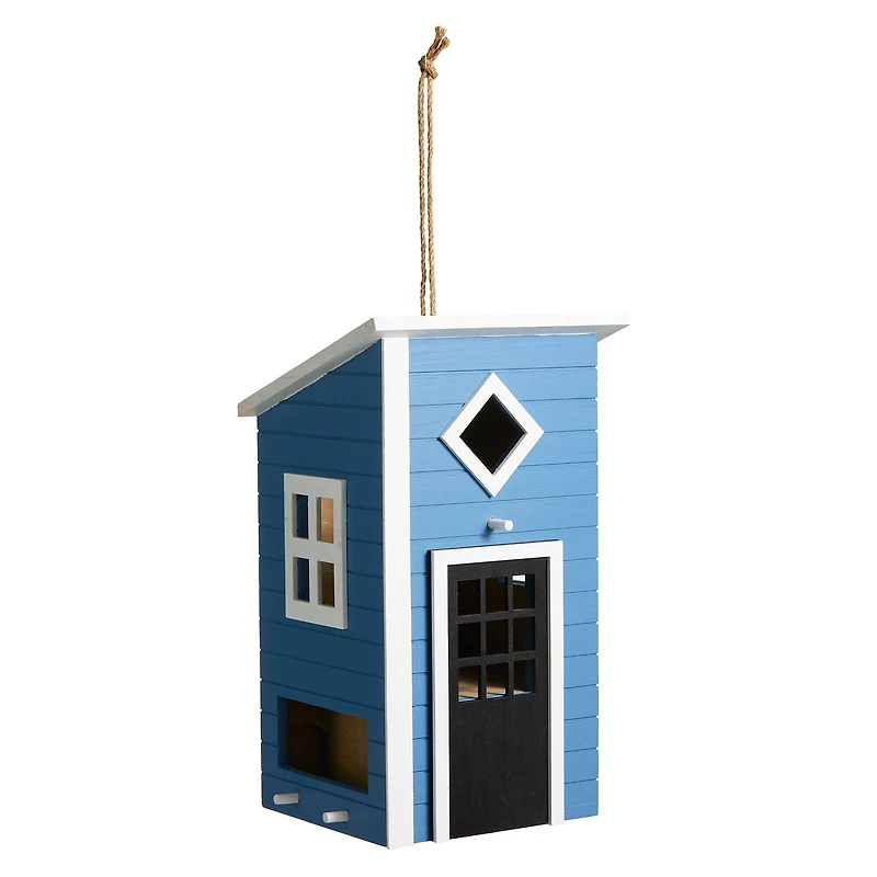 Glitzhome® 14" Modern Blue Wood Garden Birdhouse