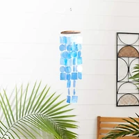 Blue Capiz shell Coastal Windchime, 26", 6"