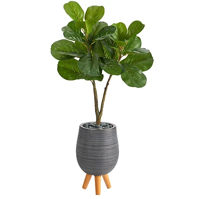 3.5ft. Fiddle Leaf Fig Tree in Gray Planter with Stand