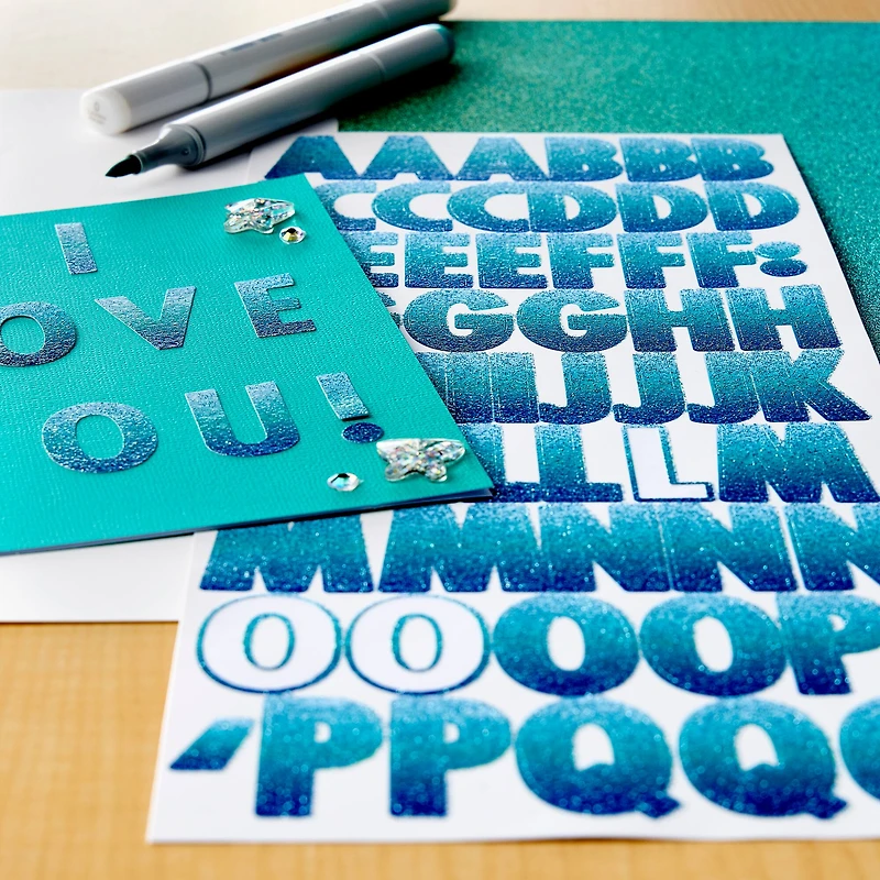 Blue Glitter Ombre Alphabet Stickers by Recollections™