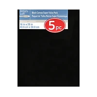 4 Packs: 5 ct. (20 total) 16" x 20" Black Super Value Canvas by Artist's Loft®