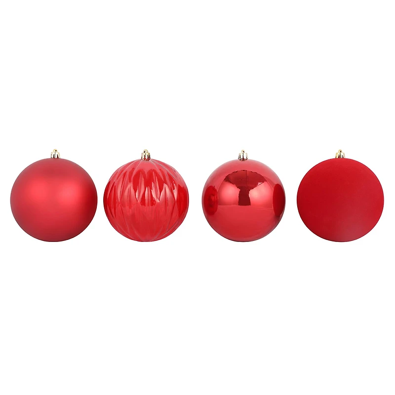 4 Pack 4.7" Red Mix Shatterproof Ball Ornaments by Ashland®