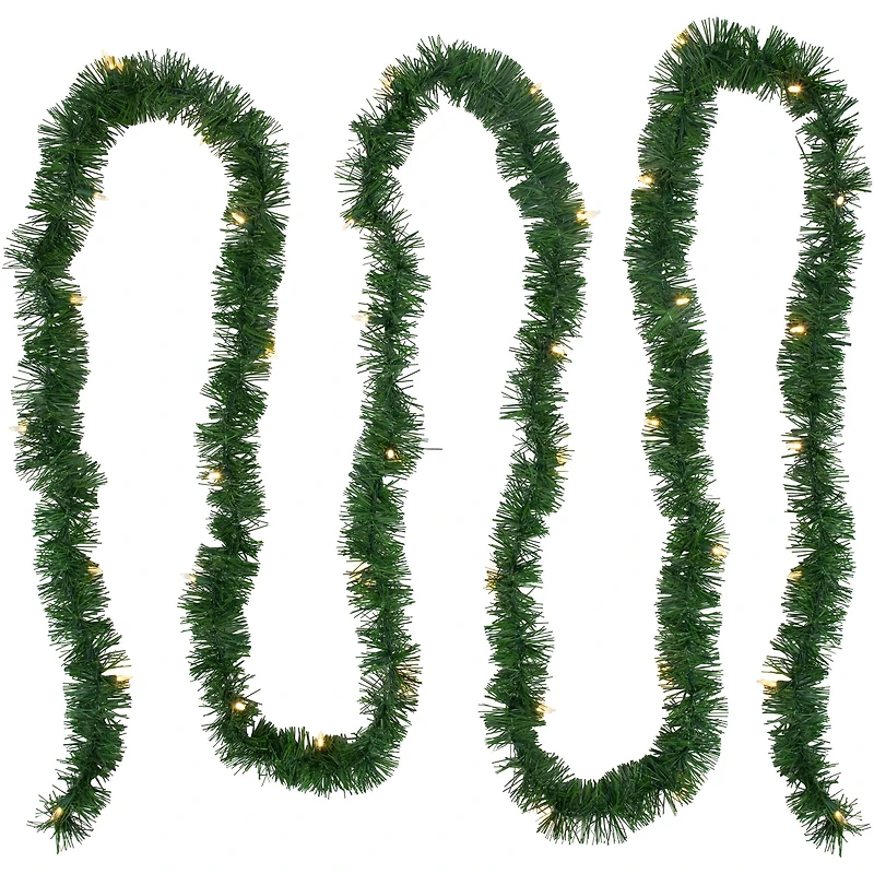 18ft. Pre-Lit Warm White LED Artificial Pine Christmas Garland