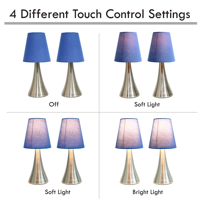 Simple Designs Valencia Mini Touch Table Lamp Set
