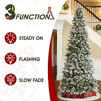 Glitzhome® 11ft Pre-Lit Flocked Slim Pine Artificial Christmas Tree, Warm White LED Lights