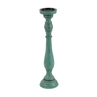 Turquoise Wood Traditional Candle Holder Set