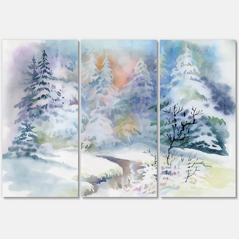 Designart - Winter Landscape With Snowy River I