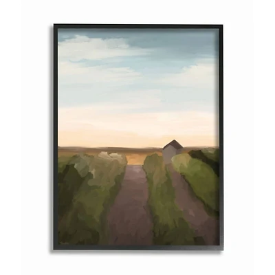 Stupell Industries Vineyard Landscape Wall Art in Black Frame
