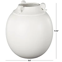 11" White Ceramic Minimalistic Vase with Scroll Handles