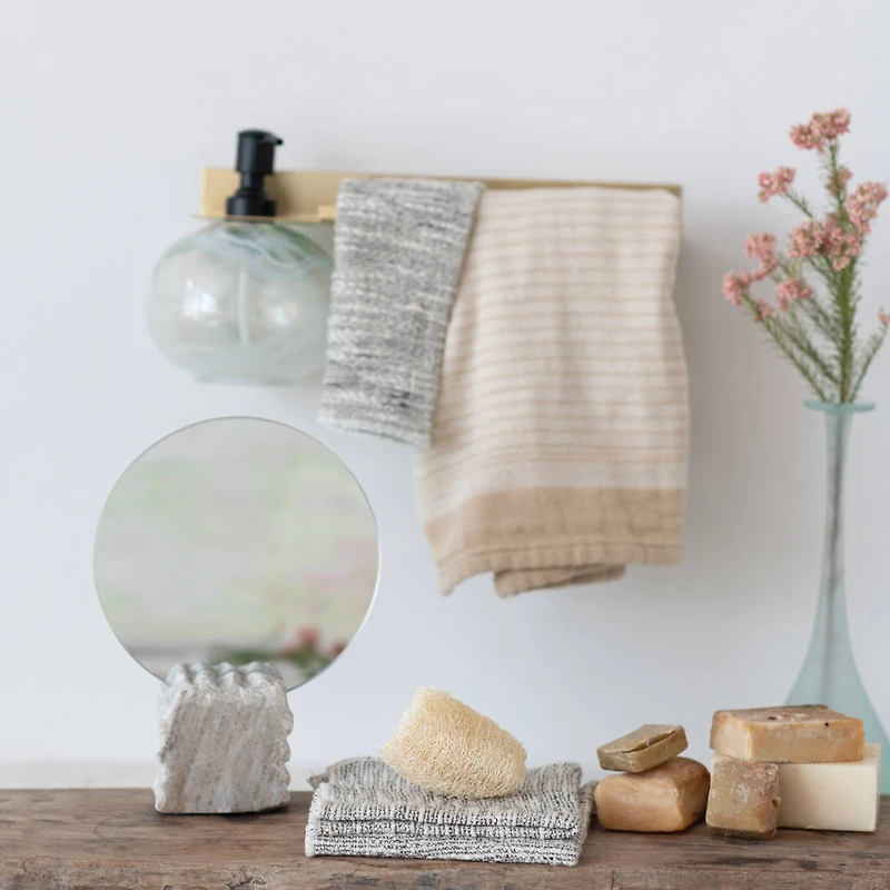 Hello Honey® White & Black Marbled Glass Soap Dispenser with Pump