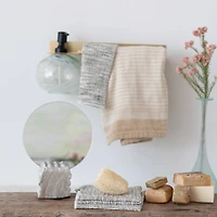 Hello Honey® White & Black Marbled Glass Soap Dispenser with Pump