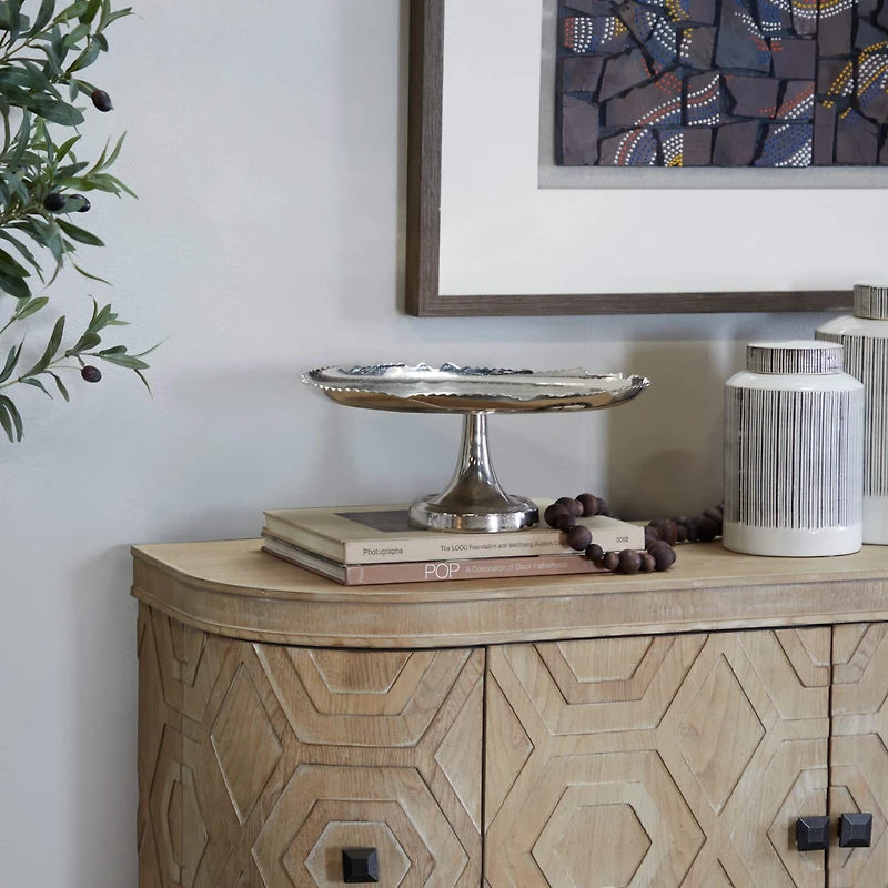 CosmoLiving by Cosmopolitan 13" Silver Aluminum Cake Stand