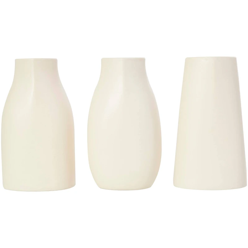 9" Cream Ceramic Minimalistic Vase Set