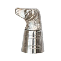Hello Honey 2 oz. Cast Aluminum and Stainless Steel Dog Head Jigger in Kraft Box, Nickel Finish