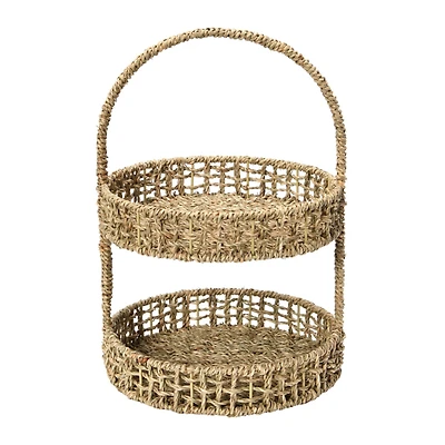 Household Essentials 15" Seagrass 2-Tier Tray