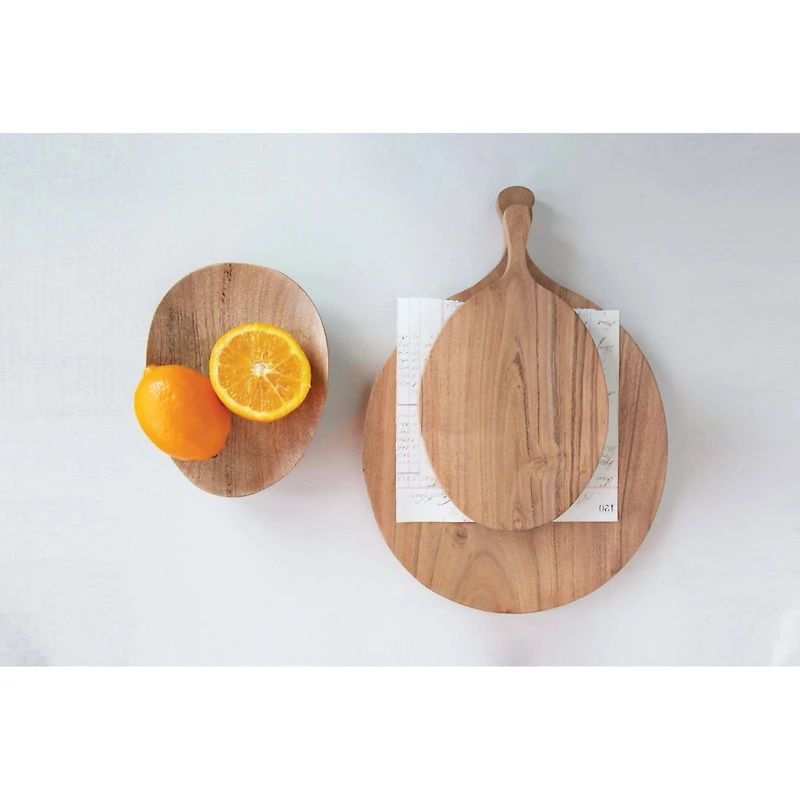 Hello Honey® 13.75" Round Acacia Wood Cheese/Cutting Board with Handle