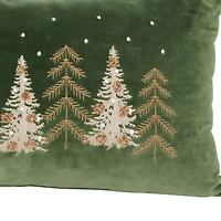 20" x 12" Green Embroidered Trees Lumbar Throw Pillow by Ashland®