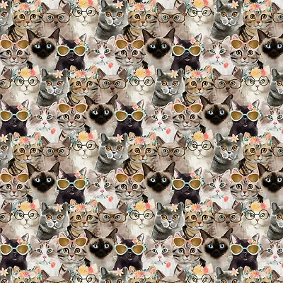 Fabric Editions Cool Kittens Cotton Fabric