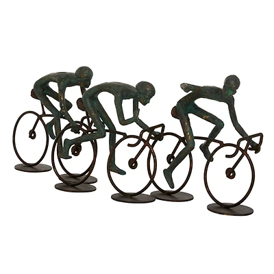 20" Bronze Polystone Cyclists Sculpture