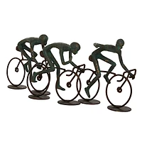 20" Bronze Polystone Cyclists Sculpture