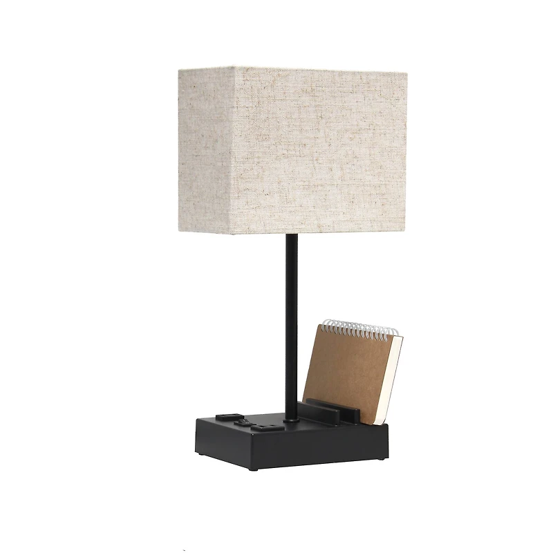 Simple Designs 15.3" Table Lamp with 2 USB Ports & Charging Outlet