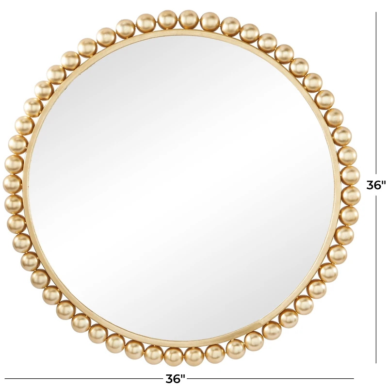 CosmoLiving by Cosmopolitan Gold Metal Wall Mirror with Bead Detailing 36" x 1" x 36"