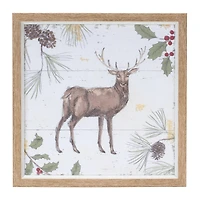 Framed Deer & Cardinal Bird Wall Art Set