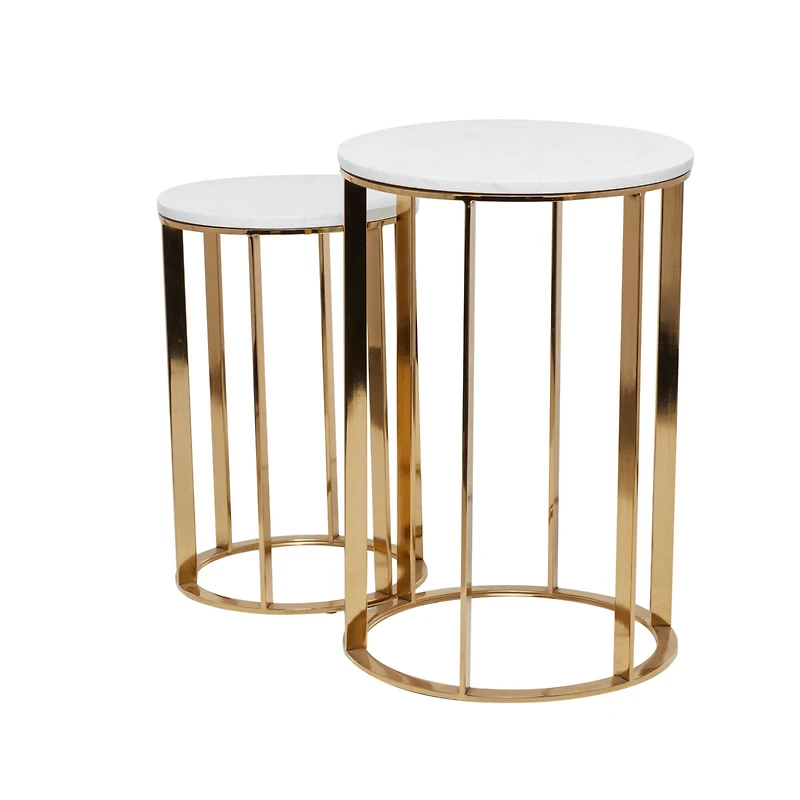 16" Gold Iron Contemporary Accent Table Set