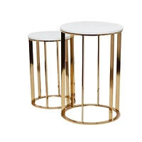 16" Gold Iron Contemporary Accent Table Set